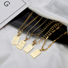 Personalized Astrology Square 12 Zodiac Tarot Card Deck Jewelry Custom Gold Stainless Steel Zodiac Sign Pendant Necklace