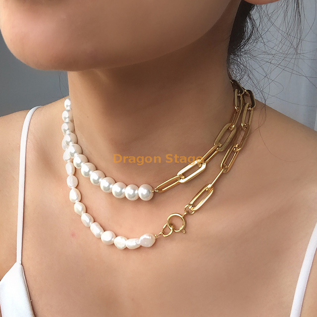 2021 New Designs Real Pearl Jewelry Custom Silver 18k Gold Plated Chain Stainless Steel Choker Freshwater Pearl Pendant Necklace