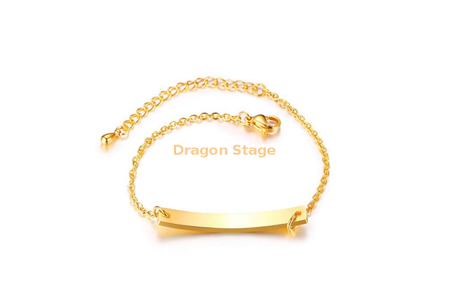 2021 Wholesale Personalized Name Jewelry Women Custom Gold Bar Blank Stainless Steel Engraved Bracelet