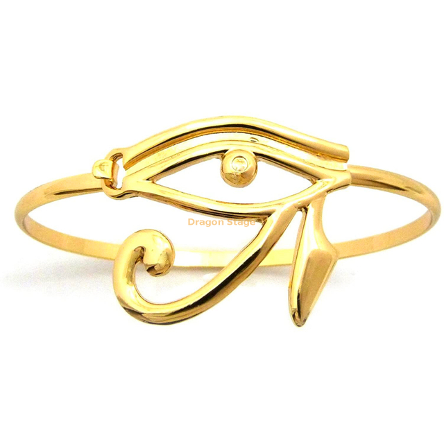 Egyptian Bracelet Jewelry Custom Ankh Gold Plated Horus Eye Stainless Steel Cross Bracelet Bangle