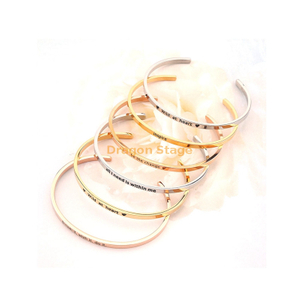 Wholesale Bracelet Jewelry Packaging Custom Long Cuff Stamped Bijoux Stainless Steel Bangle for Woman