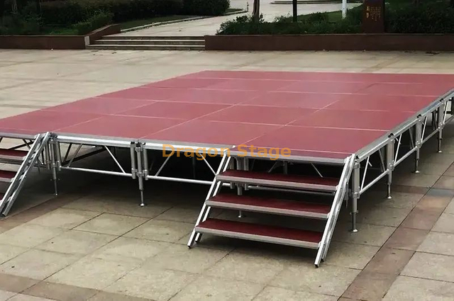 Aluminum Square Outdoor Indoor Portable Church Stage 6.1x6.1m Height 0.6-1m with 2 Stairs