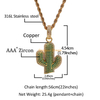 Plant style Bling 3D Cactus Pedant Necklace Zircon Diamond Hip Hop Jewelry for Men Women