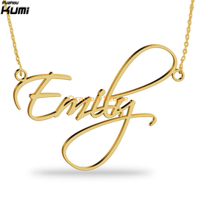 Custom Name Necklace Gold Plated Necklaces Nameplate Personalized Scriptina