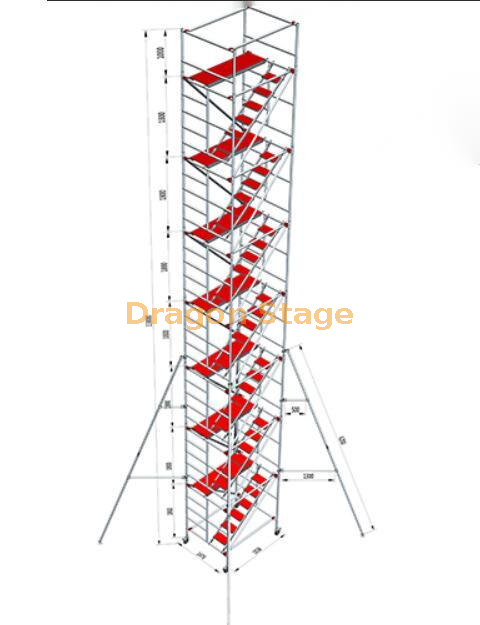 1.35x2x14.98m Aluminum Ladder Construction Double scaffolding with climbing ladder