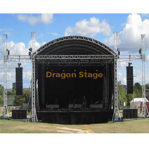 Aluminum Line Array Stage Curved Roof Trusses 21x17x7m