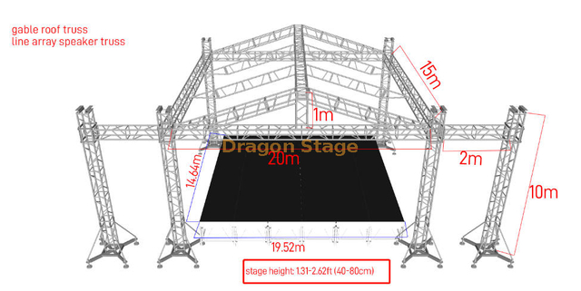 Aluminum Event Concert Gable Roof Truss Line Array Speaker Truss 20x15x10m 