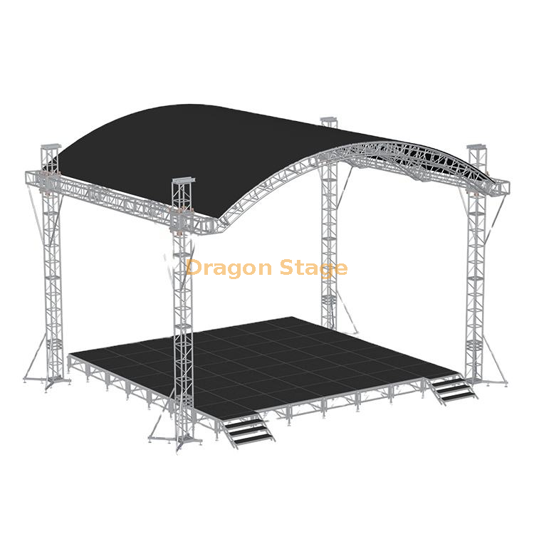 Outdoor Aluminum Concert Stage Curved Roof Truss Design 10x6x7m