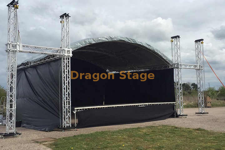 10x9x6m Events Aluminum Curved Roof Frame Spigot Bolt Truss Stage System with 2 Wings 3m for LED Screen