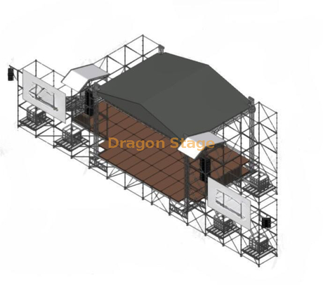 Aluminum Truss Roof 10x8x8m with Ringlock Scaffolding Floor And All Round Stage