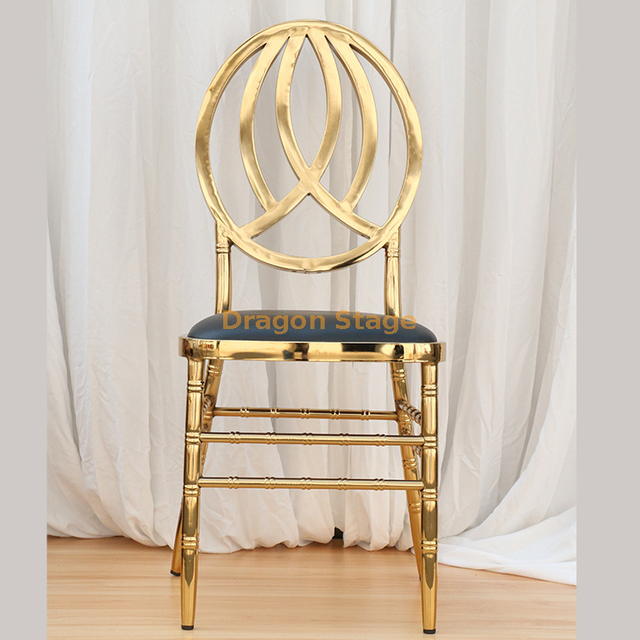 Manufacturer's Direct Supply of Stainless Steel Metal Dining Chairs for Hotel Weddings, Banquets, Home Restaurants, Gold Plated Phoenix Chairs
