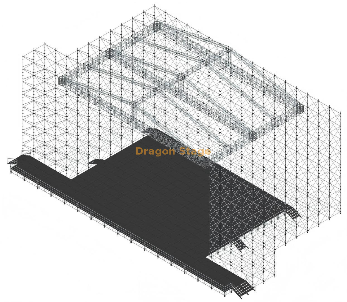 20x20m Large Span Pyramid Roof Truss System with 3 Long-Span Beams for Layher System