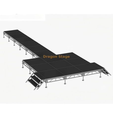 10.98x3.66m Professional T-Shape Modular Aluminum Stage | 0.4m–0.8m Adjustable Height Fashion Runway Kit