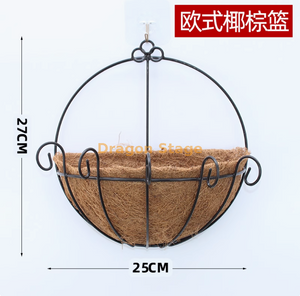 Simulated Violet Wall Hanging Orchid Large Embroidery Artificial Plastic Flower Silk Flower Black coconut brown basket+sticky hook