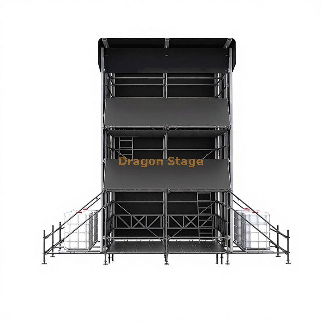 4x4x6m Multi-Level Hybrid Ringlock FOH Control Tower with Aluminum Roof Frame