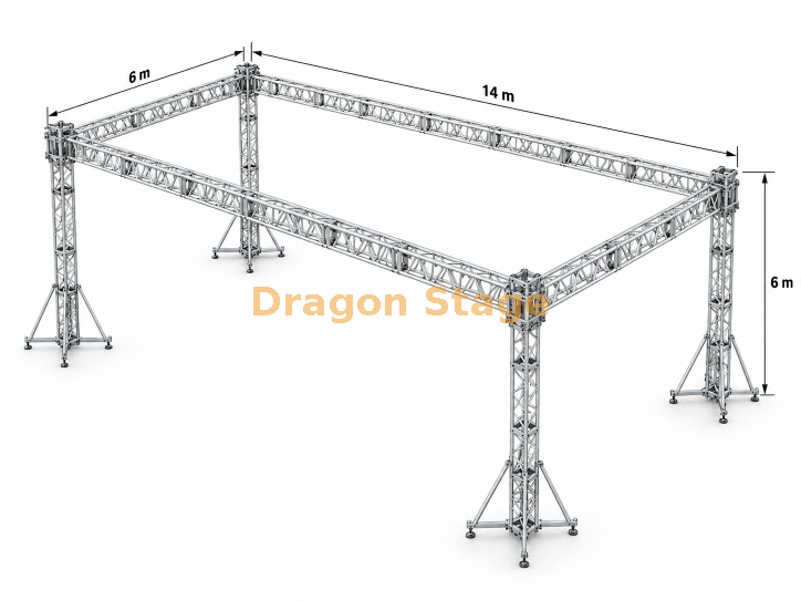 14x6x6m Portable LED Screen Truss System with Manual Chain Hoists