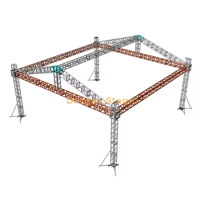 Aluminum Outdoor Box Roof Stage Truss Design for Sale 10x8x8m
