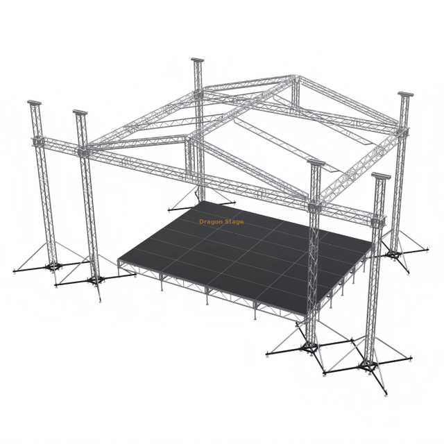 Outdoor Customized Speaker Aluminum Truss Wings 2m Event Bolt Spigot Stage Truss Roof System 12x8x12m 
