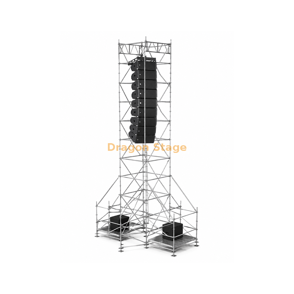 2x2x11m Ringlock Line Array Hanging Tower with Dual Ballast Platforms