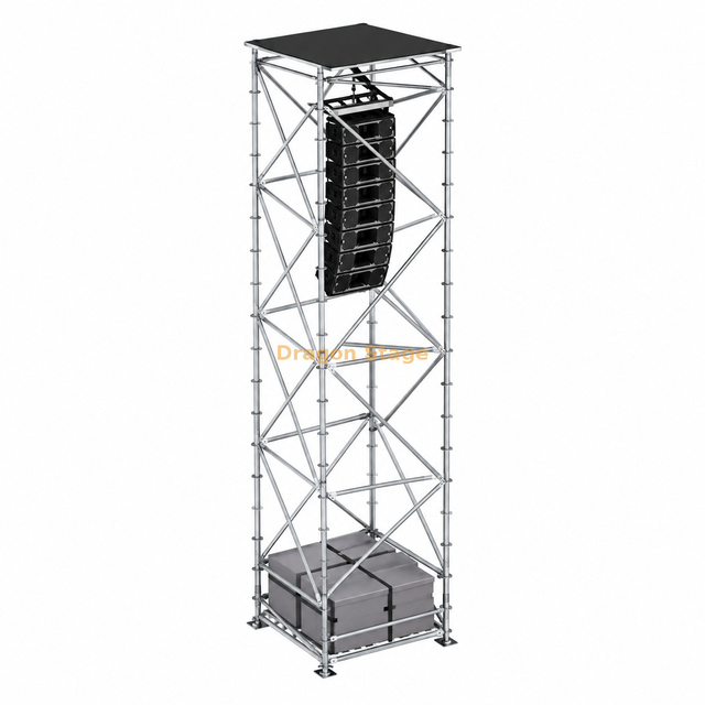 2x2x8m Ringlock Line Array Hanging Tower with Roof, Ballast and Working Platform