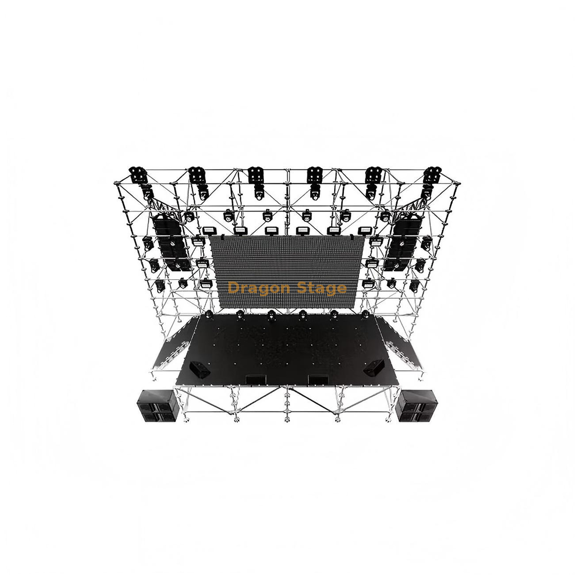 12x2x10m Ringlock LED Background Structure with 8x4x2m Ringlock Stage and 2 Stairs