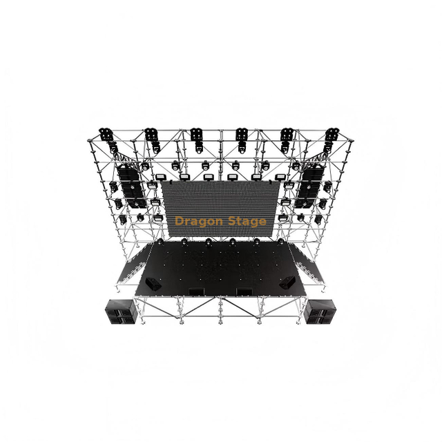 12x2x10m Ringlock LED Background Structure with 8x4x2m Ringlock Stage and 2 Stairs