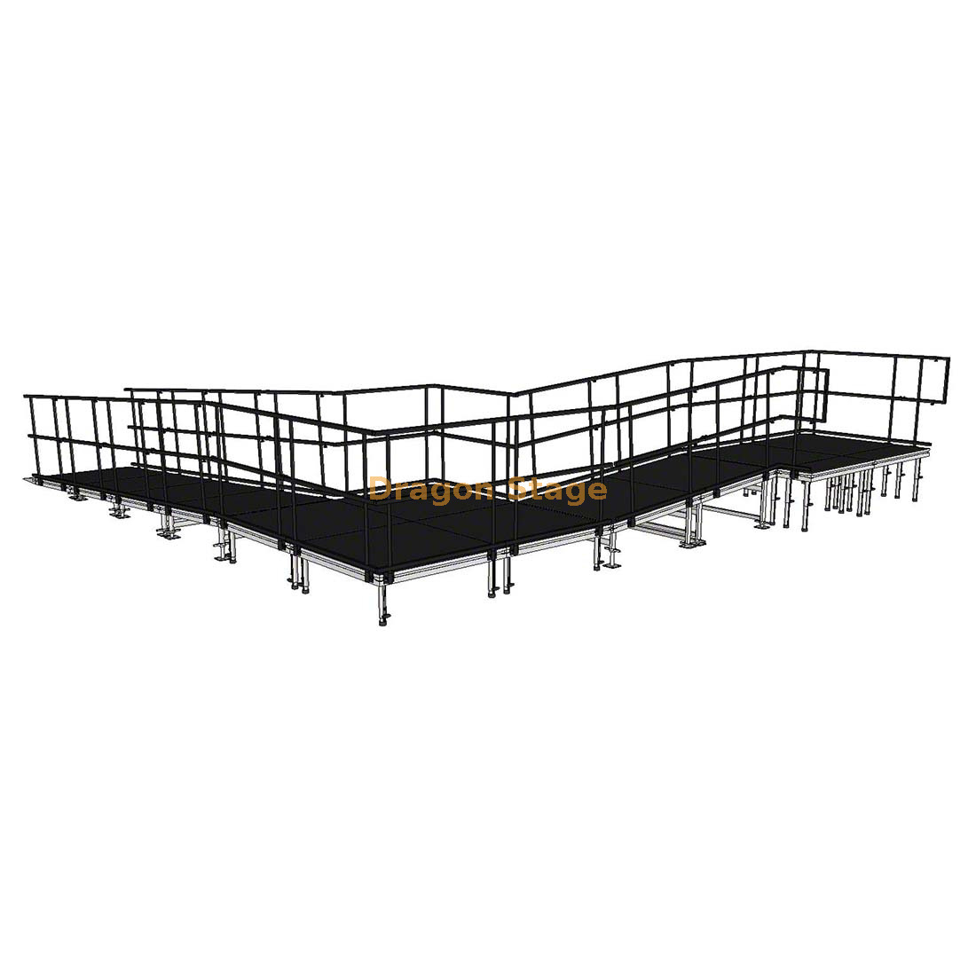 7.40x8.26m L-Shaped Modular Aluminum Backstage Flight Case Loading Ramp for Concert Stages