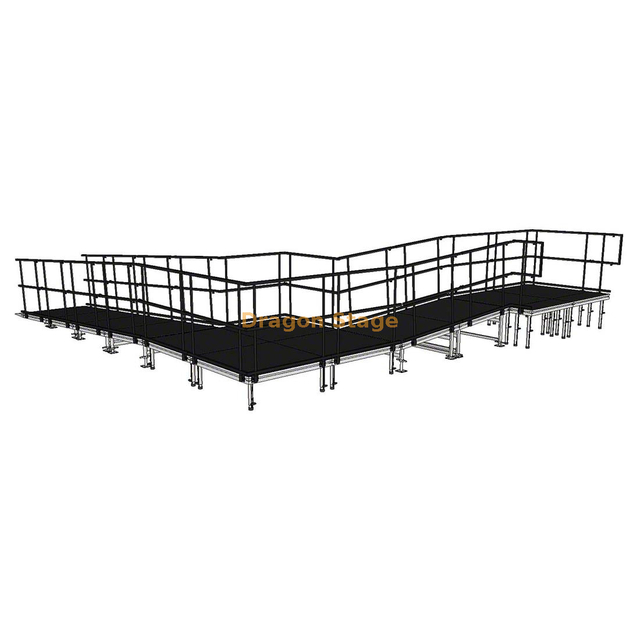 7.40x8.26m L-Shaped Modular Aluminum Backstage Flight Case Loading Ramp for Concert Stages