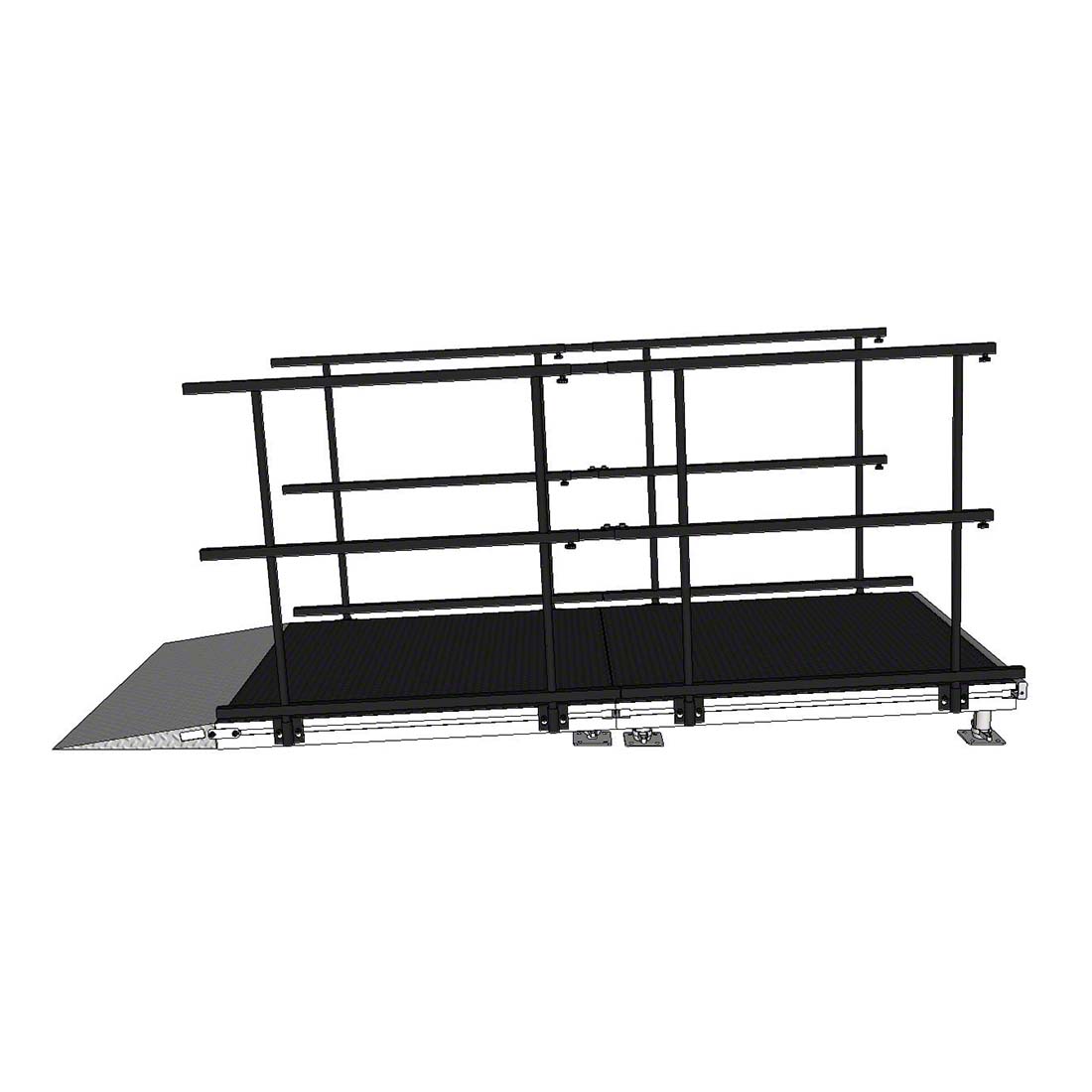 3m Compact Straight Aluminum Stage Transition Ramp with Dual 1m Guardrails.jpg