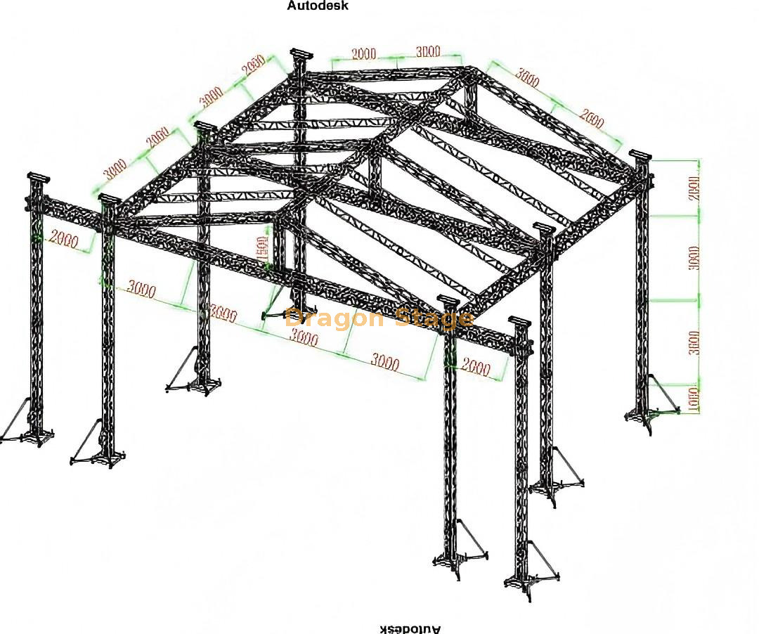 Custom Outdoor Concert Event Aluminum Portable Light Sound Truss System 12x10x9m