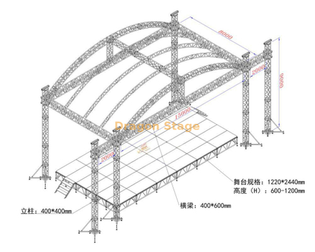 Arch Stage Roof Truss System 15x8x9m from China manufacturer - DRAGON STAGE