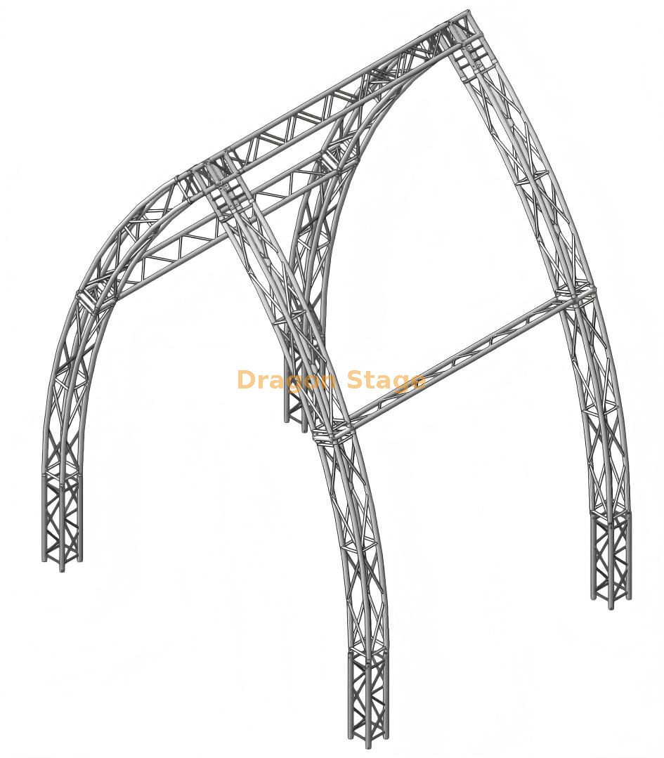 290mm Spigot Black Curved Roof Truss System with Box Corners And Outdoor Base Plates