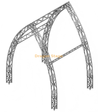 290mm Spigot Black Curved Roof Truss System with Box Corners And Outdoor Base Plates