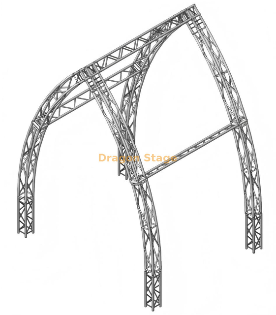 290mm Spigot Black Curved Roof Truss System with Box Corners And Outdoor Base Plates
