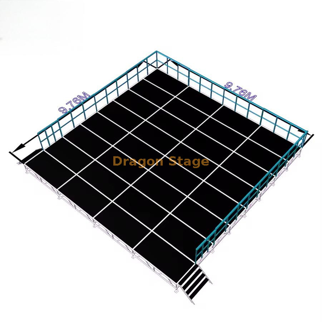 Factory Price Easy Install Outdoor Aluminum Truss Stage for Sale 9.76x9.76m Height 0.4-0.6m with 2 Stairs