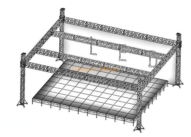 Large Outdoor Aluminum Concert Stage Truss System 15x12x7m