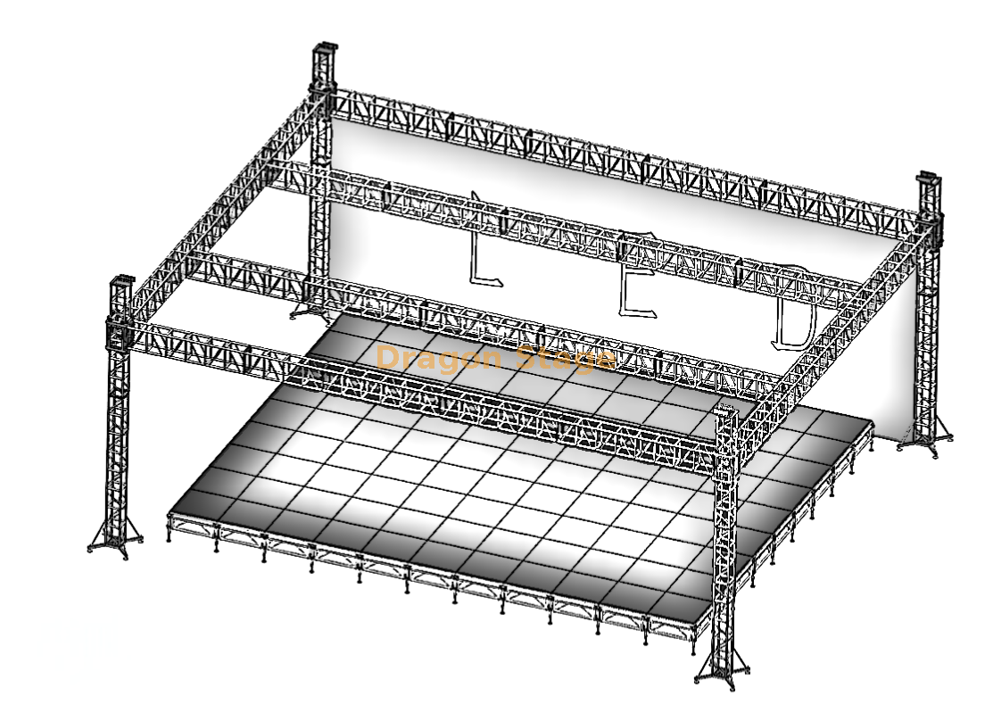 Large Outdoor Aluminum Concert Stage Truss System 15x12x7m