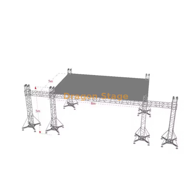 8x5x5m Aluminum Outdoor Stage Truss System with 2m PA Speaker Wings