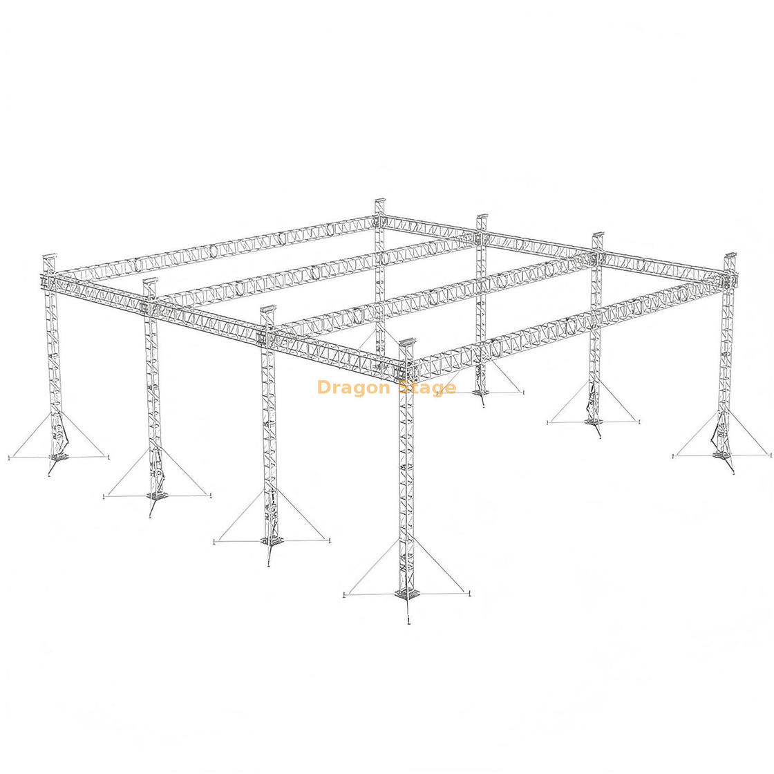 Indian Aluminum Heavy Duty Truss Beam Pillar Aluminum Stage Truss 120x100x40ft 8 legs
