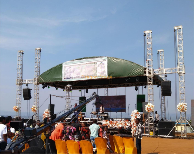 12x8x9m Heavy-Duty Aluminum Curved Roof Stage Truss System with Speaker Wings