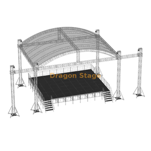 15x10x8m Aluminum Curved Roof Truss System with Twin 2m Side Wings for Concert Stages