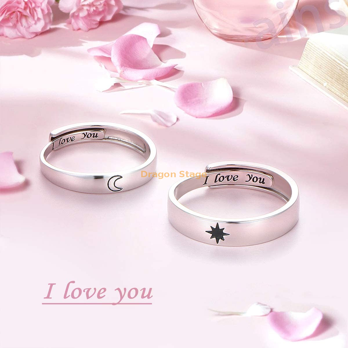 Pinky Promise Couple Initial Ring Set | Friendship Rings - Veeaien Designs
