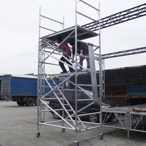 1.35x2x2.91m Aluminum Outdoor Portable Double Scaffold with Incline Ladder