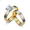 Fashion Simple Cheap Stainless Steel Lovers Matte Marriage Zircon Bridal Rings