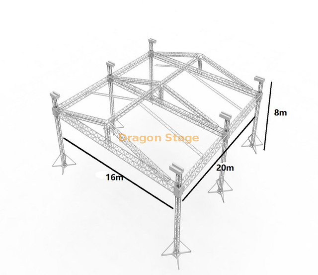 400mm Spigot Aluminum Truss Exhibition Advertising Equipment Truss System 20x16x8m 6pillars 