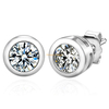 fashion earrings stud bezel setting custom 925 sterling silver round cubic zirconia stud earring