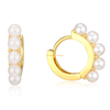 latest fashion stainless steel jewelry pearl huggie gold plated silver hoop earrings