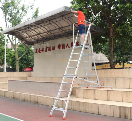 Aluminum Double Telescopic Multifunctional Mobile Platform Ladders