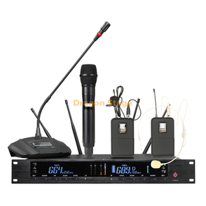 Professional Stage Wedding Performance Conference KTV Home Microphone Karaoke One Drag Two Wireless Microphone True Diversity