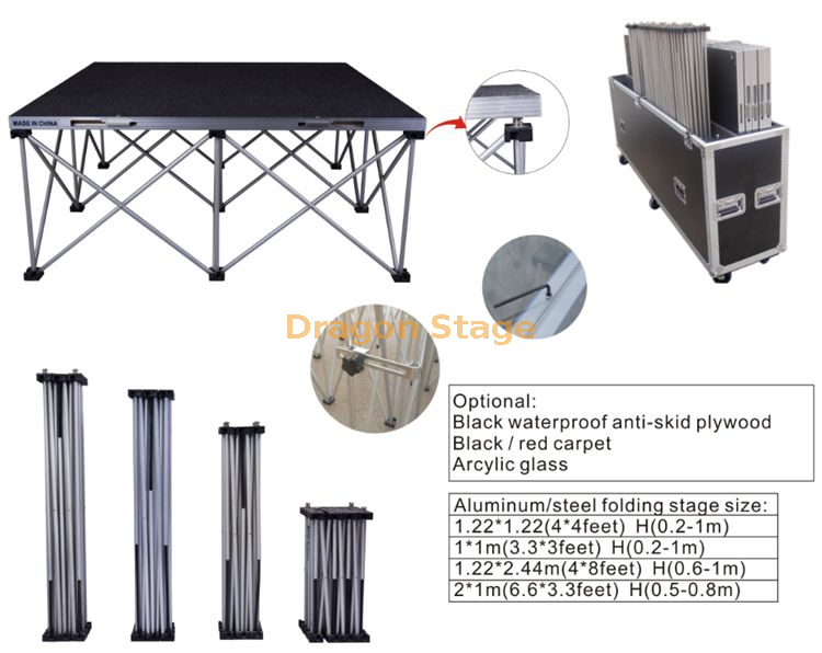 1.22x1.22m 4x4ft Aluminum Foldable Spider Smart Stage, Portable Truss Stage